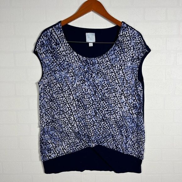 Sunday Womens Cap Sleeve Printed Layer Top Size M - Picture 1 of 7